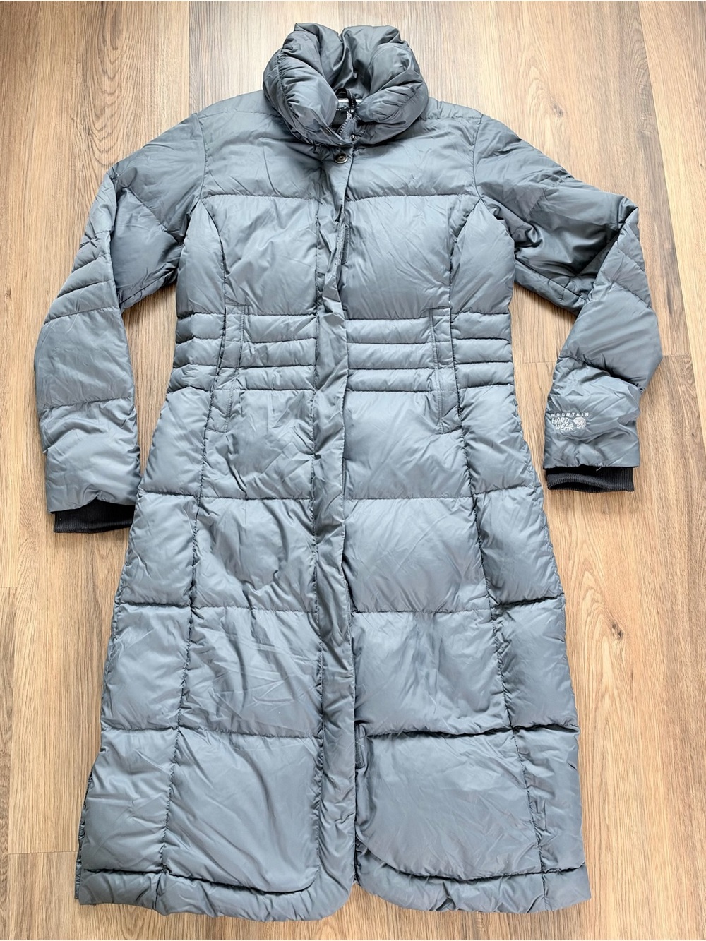 Mountain Hardwear Down Puffer Parka Gray Long Winter Coat Women Medium Gorp Zip